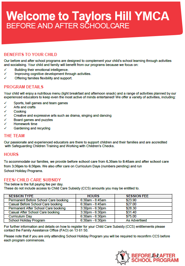 Ymca before and after school care
